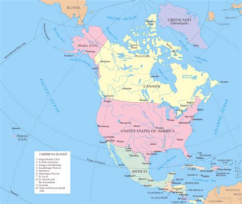 Map of North America countries